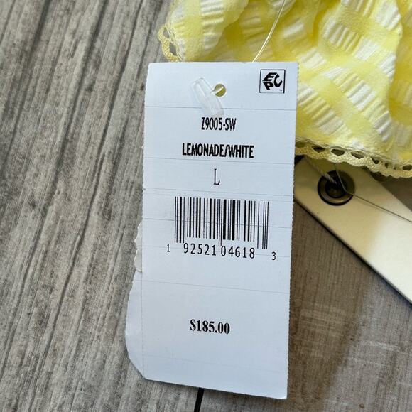 NEW $185 Jonathan simkhai lemonade yellow white gingham bikini bottoms sz large - Picture 6 of 7